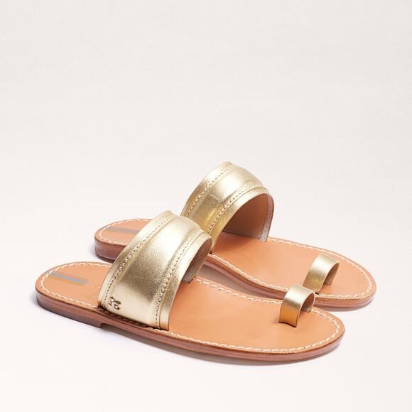 New Sam Edelman Margit Toe Ring Sandal in Gold Leather Size 6.5